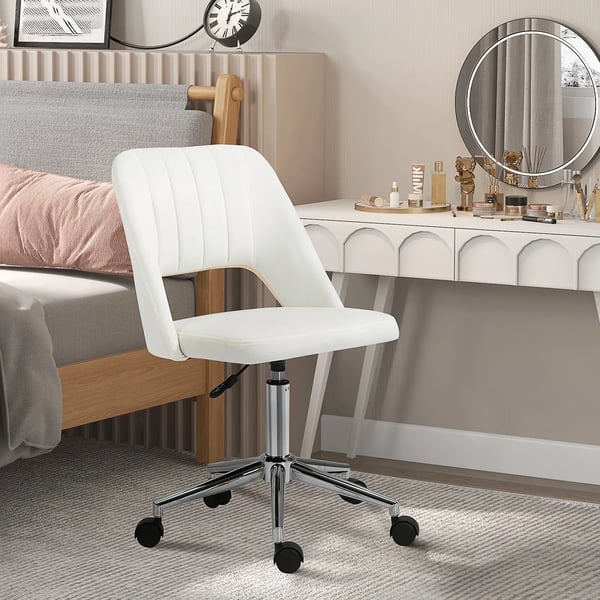 Komfort Kontorstol, Skrivebordsstol, Hjdejusterbar, 49x60x79-91cm, Beige Polyester