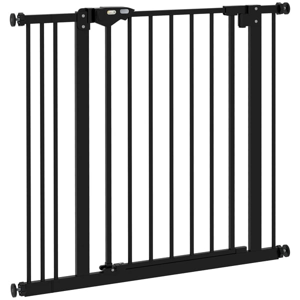 Hundegitter til dørområder og trapper - Metal/Plast, Sort - 74-87 cm justerbart sikkerhedsgitter