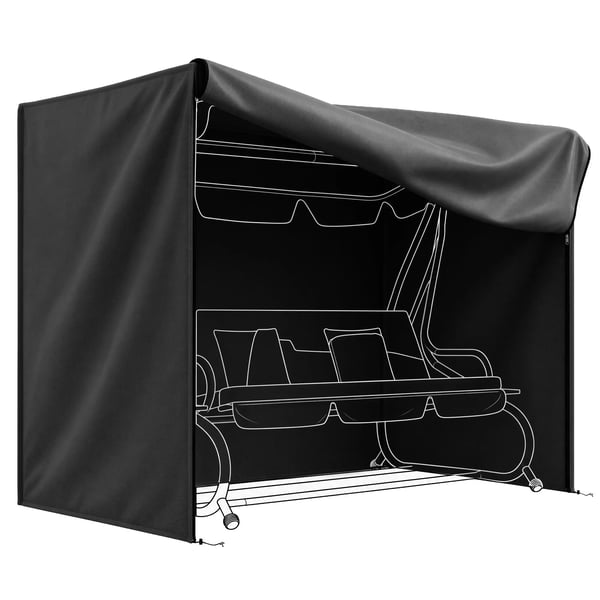 Hollywood-gyngestativbetræk, vandtæt beskyttelsesovertræk til havegynger, beskyttelseshætte med UV-beskyttelse, Oxford, sort, 220 x 125 x 172 cm