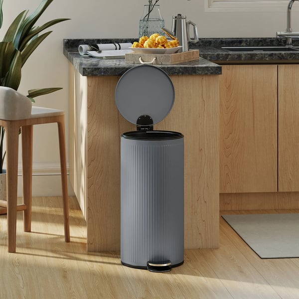 Soptunna 30 L Pedalbehållare Mörkgrå Metall/Plast med mjukstängande lock, innerhink