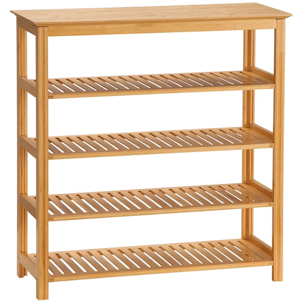 Skoreol 5 niveauer, skoorganizer i bambus, naturtræ, 80 x 29 x 82 cm