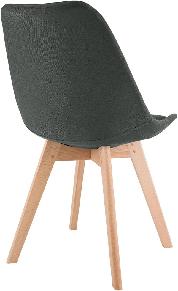 Mörkgrå matstol i konstläder med träben - Bekväm, snygg, hållbar