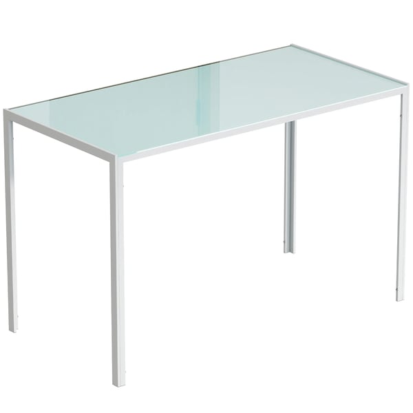 Spisebord/Køkkenbord i robust metal og hvidt hærdet glas, 120x60x75 cm, plads til 4 personer