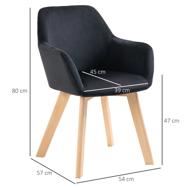 Spisestuestole 2 stk. Sorte polyester stole med armlæn og ryglæn, elegant fløjlslook, til køkken og spisestue.