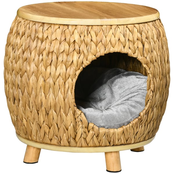 Rottinki kissanpesä 2-in-1 kiipeilyteline tyynyllä – Vesihyasintti, Paulownia, Flanelli – Vaaleanruskea/Harmaa 44x43x42cm Rottinki kissanpesä 2-in-1 kiipeilyteline tyynyllä – Vesihyasintti, Paulownia, Flanelli – Vaaleanruskea/Harmaa 44x43x42cm