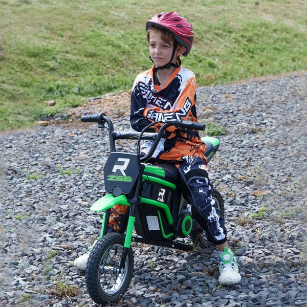 Elektrisk Børnemotorcykel 12V i Grøn - Metalramme, 8-16 km/t, 8-12 år