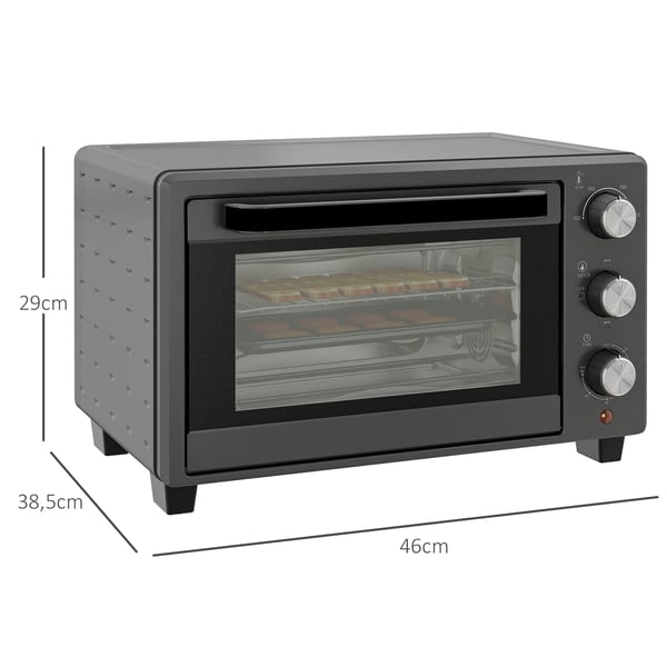 miniovn 21L, 1400W, rustfrit stål, grå - justerbar temperatur og timer til alsidig madlavning