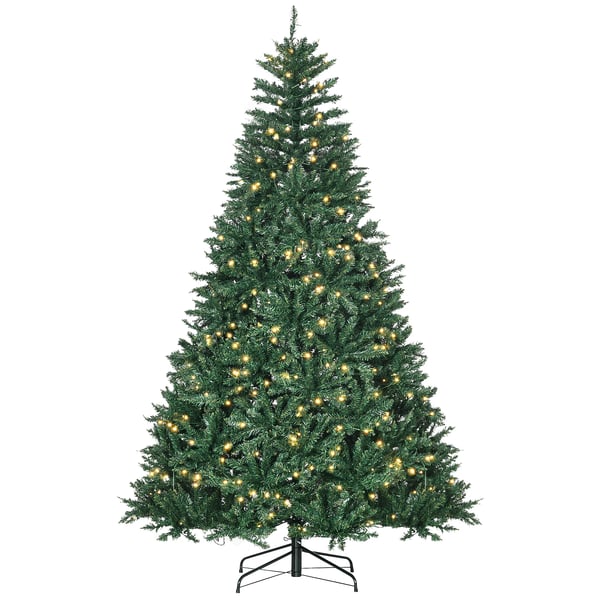keinotekoinen joulukuusi, 210 cm joulukuusi 2154 kärjellä, 700 LED-valoa, liukumaton metalliteline, sisätiloihin, joulukoristeeksi, vihreä