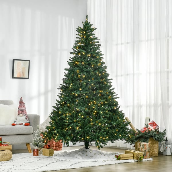 keinotekoinen joulukuusi, 210 cm joulukuusi 2154 kärjellä, 700 LED-valoa, liukumaton metalliteline, sisätiloihin, joulukoristeeksi, vihreä