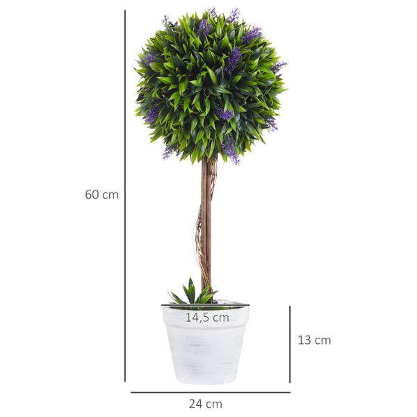 konstgjorda lavendelstammar, set med 2, grön plast, 60 cm, för inomhus- och utomhusbruk