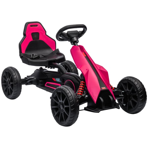 Gokart polkuauto lapsille, säädettävä istuin, käsijarru, eteen/taakse vaihde, vaaleanpunainen