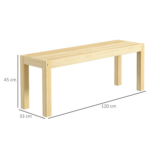 2-istuttava puupenkki, Maalaistyylinen ruokapenkki keittiöön/olohuoneeseen, 240kg, Mänty, Luonnonväri, 120x33x45cm
