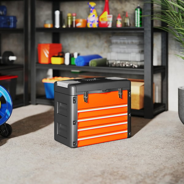 Værktøjskasse - Orange Kunststoff med 4 Skuffer og Opbevaring, 49,7x25,3x40,7 cm