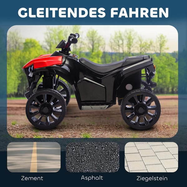 Elektrisk Fyrhjuling för barn 6V ATV med musik och LED-ljus, Röd
