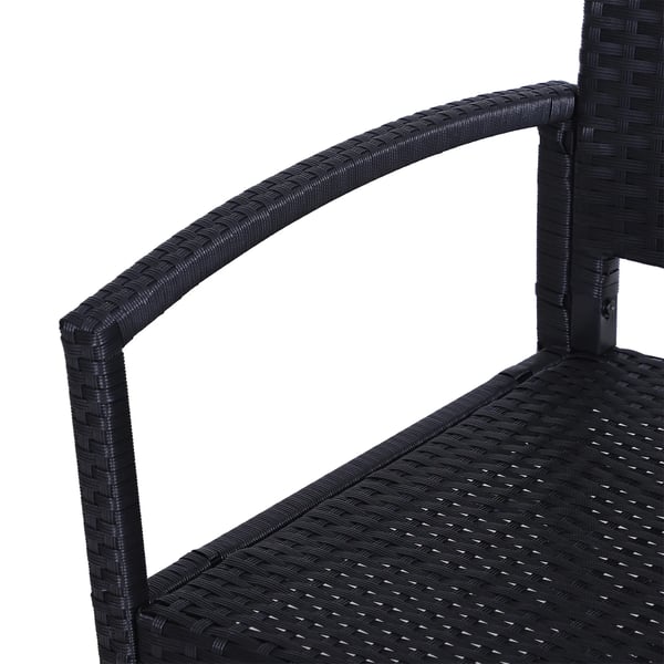 Trädgårdsbänk 2-sits i Svart Polyrattan med Stålram - 122 x 60 x 87 cm