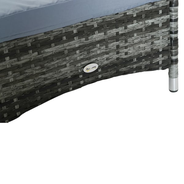 haveliggestol, solseng, mobil med hynde, polyrattan+metal, grå, 200x73x30-103cm