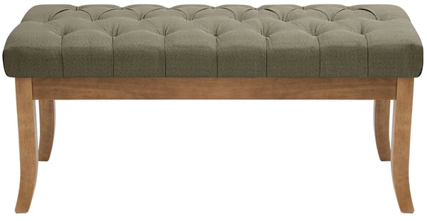 Ramses klädd tygbänk med träben, taupe, 100cm