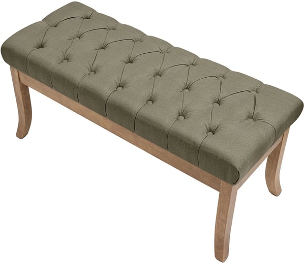 Ramses klädd tygbänk med träben, taupe, 100cm