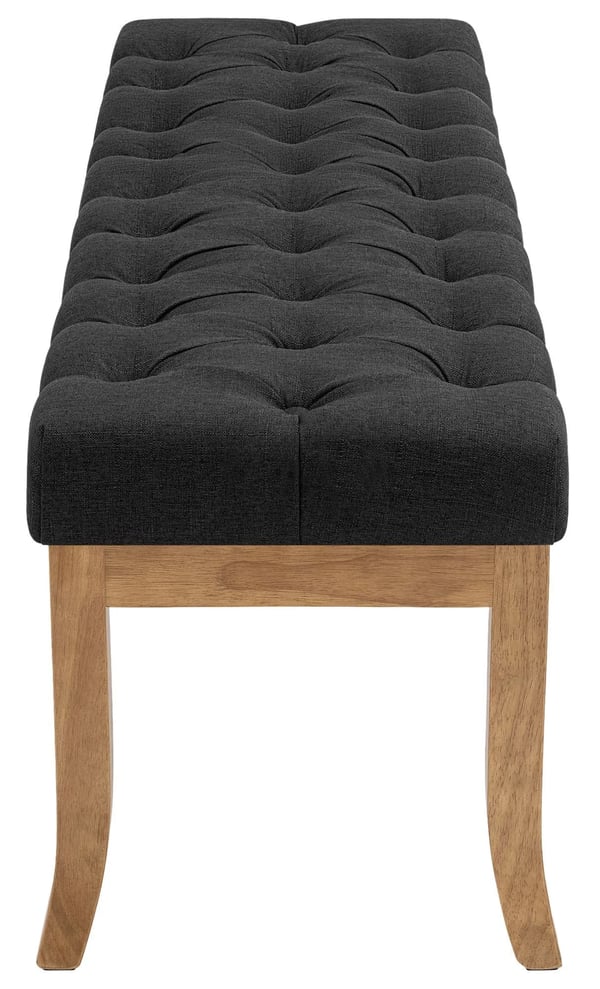 Ramses Chesterfield stofbænk - Mørkegrå, 120 cm bredde - Polstret siddeplads med træben til stue, entre, spisestue