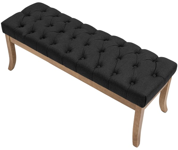 Ramses Chesterfield stofbænk - Mørkegrå, 120 cm bredde - Polstret siddeplads med træben til stue, entre, spisestue