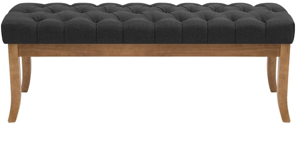 Ramses Chesterfield stofbænk - Mørkegrå, 120 cm bredde - Polstret siddeplads med træben til stue, entre, spisestue
