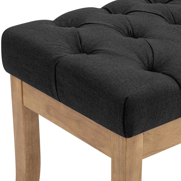Ramses Chesterfield stofbænk - Mørkegrå, 120 cm bredde - Polstret siddeplads med træben til stue, entre, spisestue