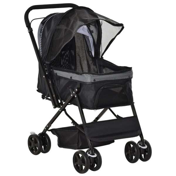 Hundekørestol til små hunde og katte - Sort Polyester Klapvogn 76,5x52x95 cm