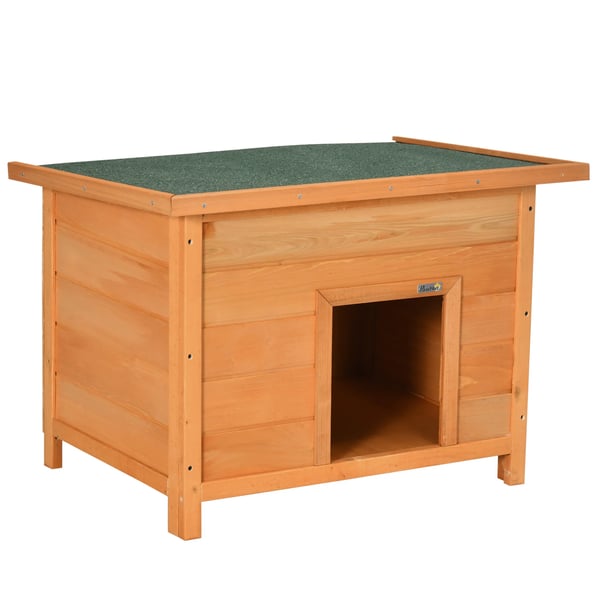 -koirankoppi, viihtyisä kuusipuinen koiranmökki katolla, sopii erinomaisesti koirille ja kissoille, 82x58x58 cm