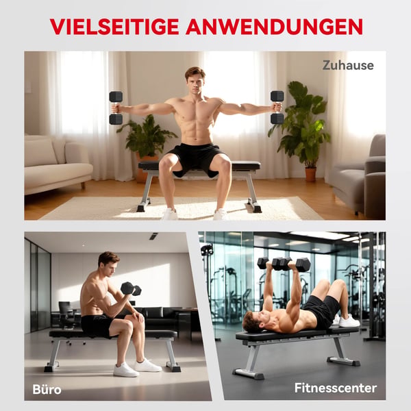 Seks-kantet Håndvægt, 20 KG, Sort Metal med Gummi-belægning - Perfekt til Træning Hjemme og i Fitnesscentret