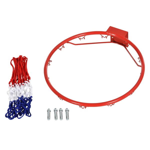 Basketballkurv med net, Stålrør+Nylon, Rød + Blå + Hvid, Ø46 cm