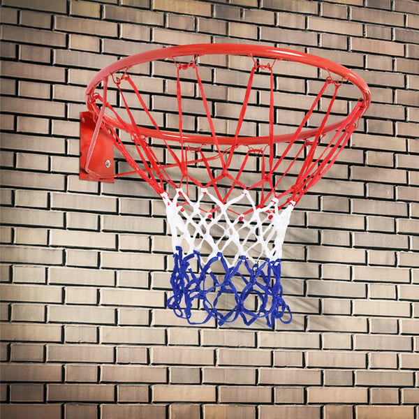 Basketballkurv med net, Stålrør+Nylon, Rød + Blå + Hvid, Ø46 cm