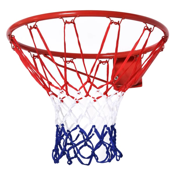 Basketballkurv med net, Stålrør+Nylon, Rød + Blå + Hvid, Ø46 cm