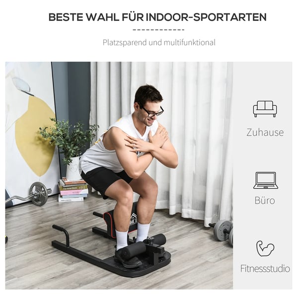 Sissy Squat Träningsbänk - Stål, Svart, Multifunktionell för Ben, Mage och Armhävningar