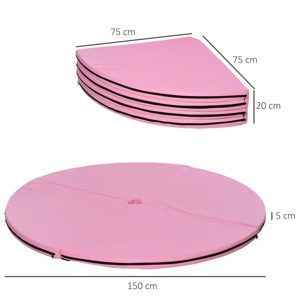 5 cm tyk rund polermåtte i plastik, gymnastik, yoga, rosa L: 150 cm
