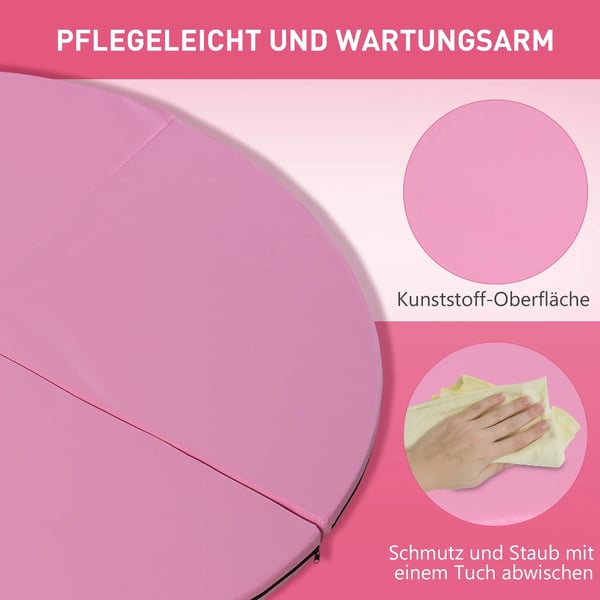 5 cm tyk rund polermåtte i plastik, gymnastik, yoga, rosa L: 150 cm