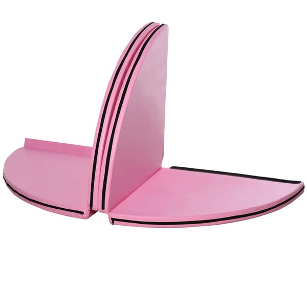 5 cm tyk rund polermåtte i plastik, gymnastik, yoga, rosa L: 150 cm