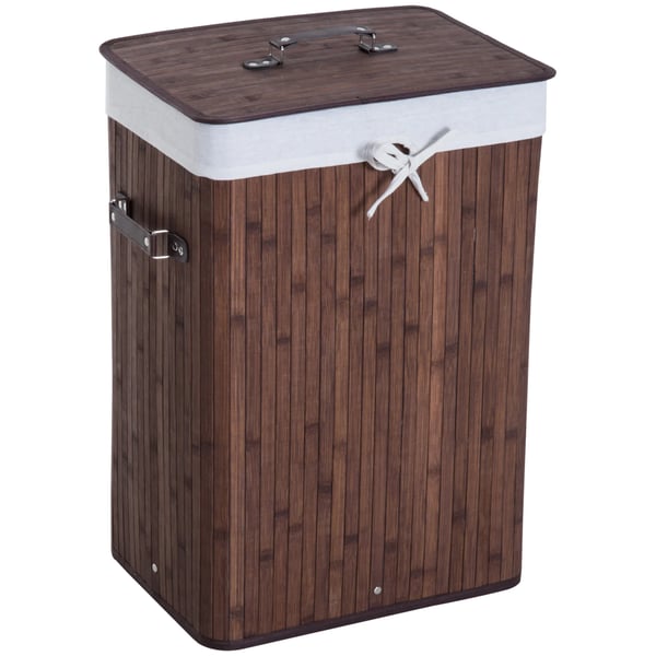 Vasketøjskurv 72L Bambus Mørkebrun med Låg og Håndtag, Foldbar - 40x30x60cm Vasketøjskurv 72L Bambus Mørkebrun med Låg og Håndtag, Foldbar - 40x30x60cm