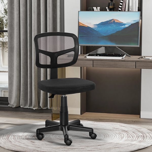 kontorsstol ergonomisk skrivbordsstol, höjdjusterbar snurrstol, platsbesparande svart