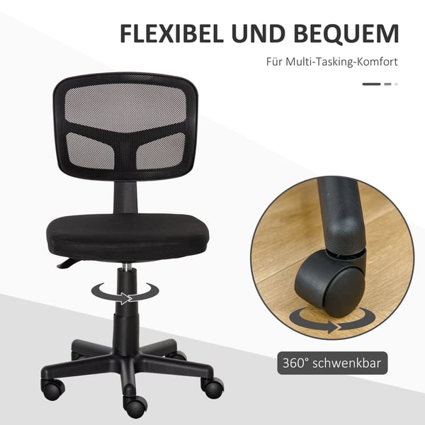 kontorsstol ergonomisk skrivbordsstol, höjdjusterbar snurrstol, platsbesparande svart