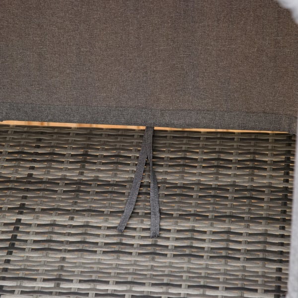 Solsäng i polyrotting med soltak, Justerbar trädgårdsstol, Rattan-säng med kudde, Grå, 195x65x40cm