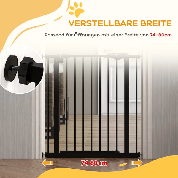 Hundgaller Säkerhetsgrind Metall Plast Svart 74-80 cm