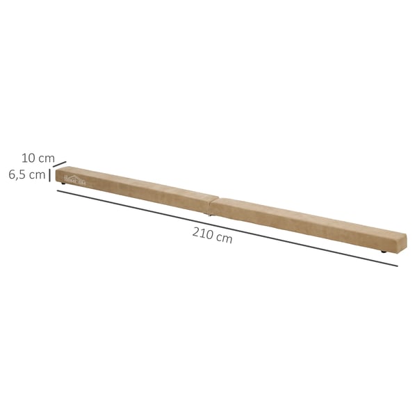 Vikbar Gymnastikbom 210 cm - Brun, Polyester - Perfekt för Balansträning Inomhus/Utomhus, Max 120 kg