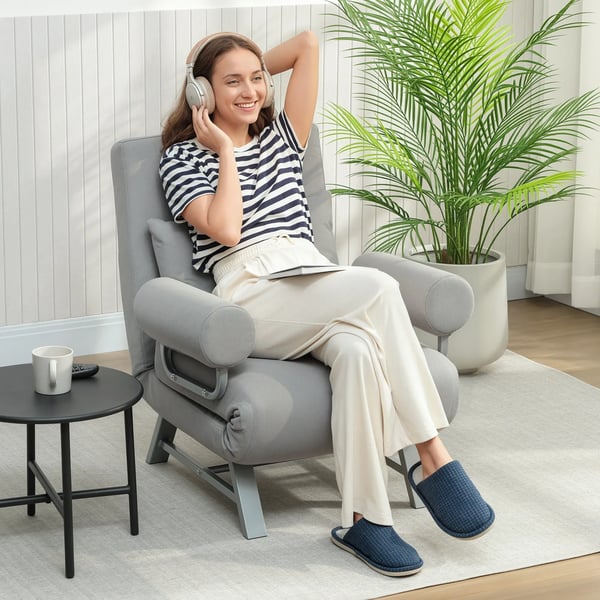Vuodetuoli, verhoiltu nojatuoli, muunnettavissa vierasvuoteeksi, ergonominen, vaaleanharmaa