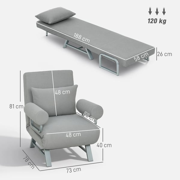 Vuodetuoli, verhoiltu nojatuoli, muunnettavissa vierasvuoteeksi, ergonominen, vaaleanharmaa
