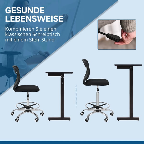 Ergonomisk Kontorsstol med Justerbar Fotring och Meshrygg - Svart Polyester