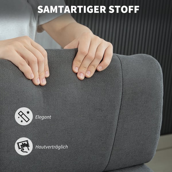 Ergonomisk Kontorsstol Mörkgrå Sammet Tyg Metall Metallben Höjdjusterbar Justerbart Ryggstöd Huvudstöd Svankstöd 135° Gungfunktion Rullbar Max