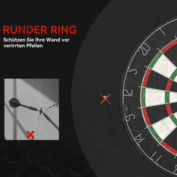 Dartskive Dartboard-sæt med beskyttelsesring, 6 dartpile med ståltip, Sisal, Plastik, Sort