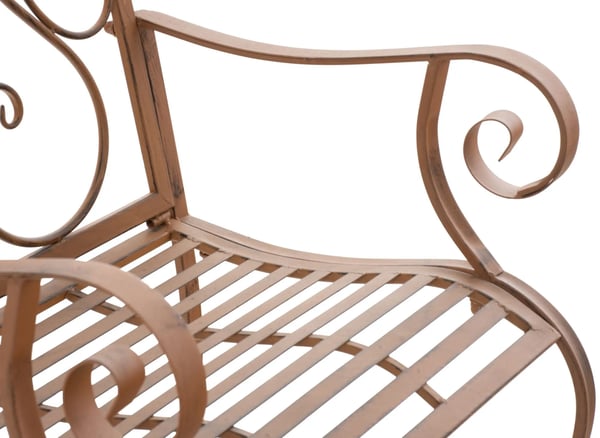 Punjab trädgårdsstol - Antikbrun målad metall, Art Nouveau-design, inomhus-/utomhusbruk, 200 kg kapacitet
