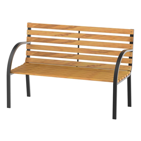 havebænk 2-personers havebænk parkbænk stål+fyrretræ natur B122 x D60 x H83 cm