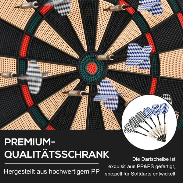 Elektronisk Dartskive - 26 spil, 185 scoringsmuligheder, 6 pile, til 8 spillere, sort PP
